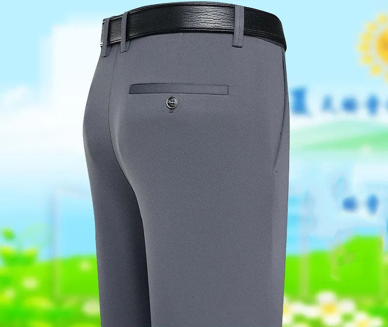 New Summer Thin Ice Silk Daddy Pants Men's Casual Pants