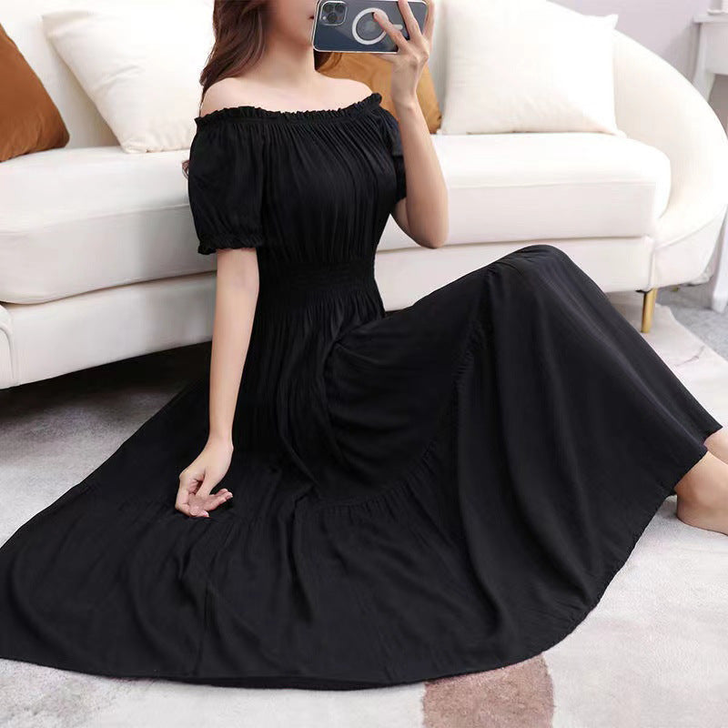 Off-neck Cotton Silk French Dress