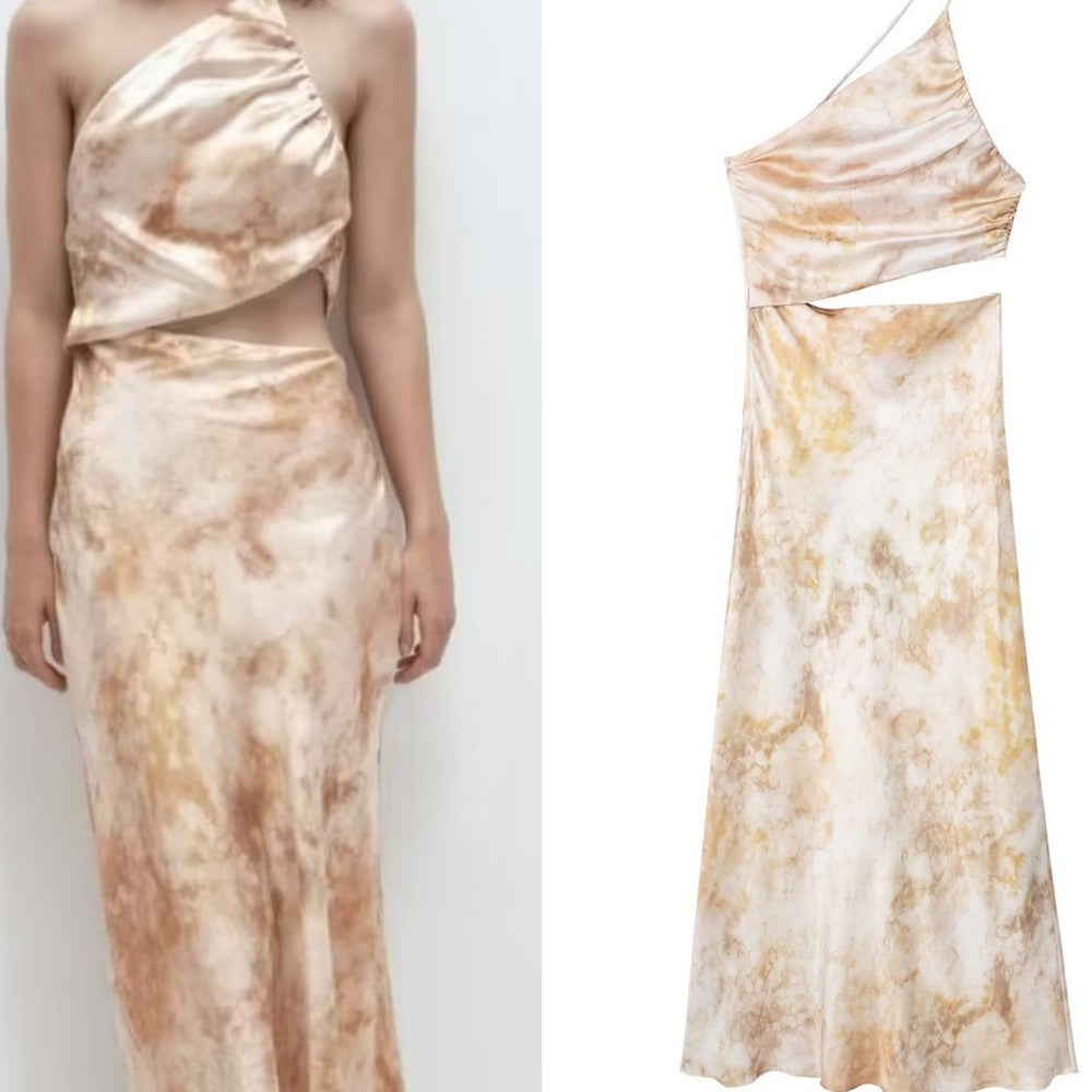 Design Printed Silk Satin Texture Dress