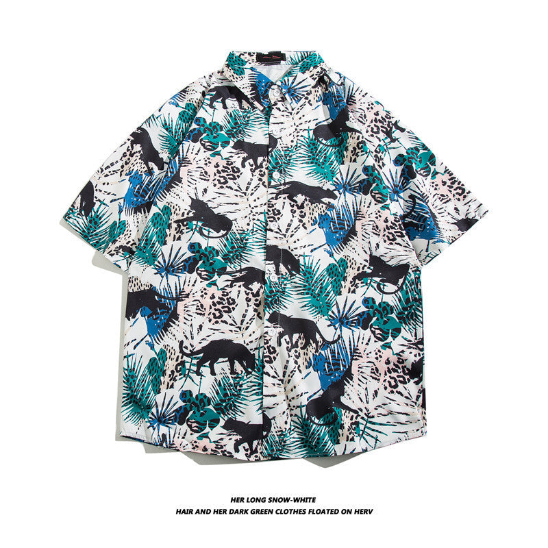 Hawaiian Ice Silk Short Sleeve Shirt Men