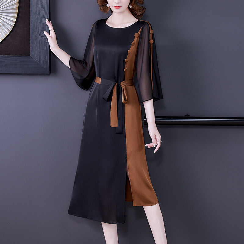 Silk Dress Color Matching Retro Temperament
