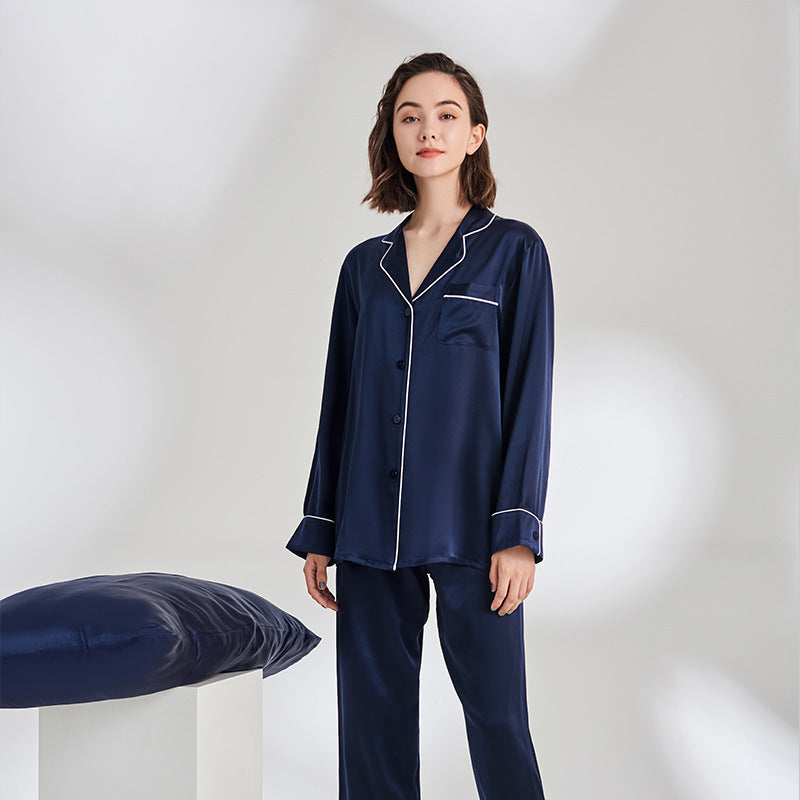 Ladies Long Sleeve Silk Home Pajamas Set