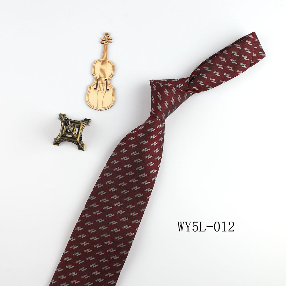 Business Clothing Tie Factory Wholesale Men's Trendy Striped Jacquard Polyester Silk Tie Work Workplace Amazon