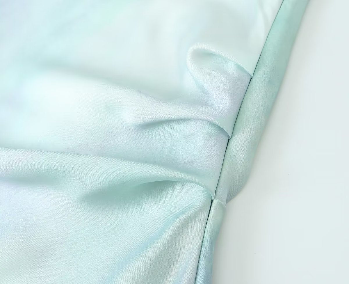 Women's Loading And Unloading Collar Pleated Silk Satin Texture Dress