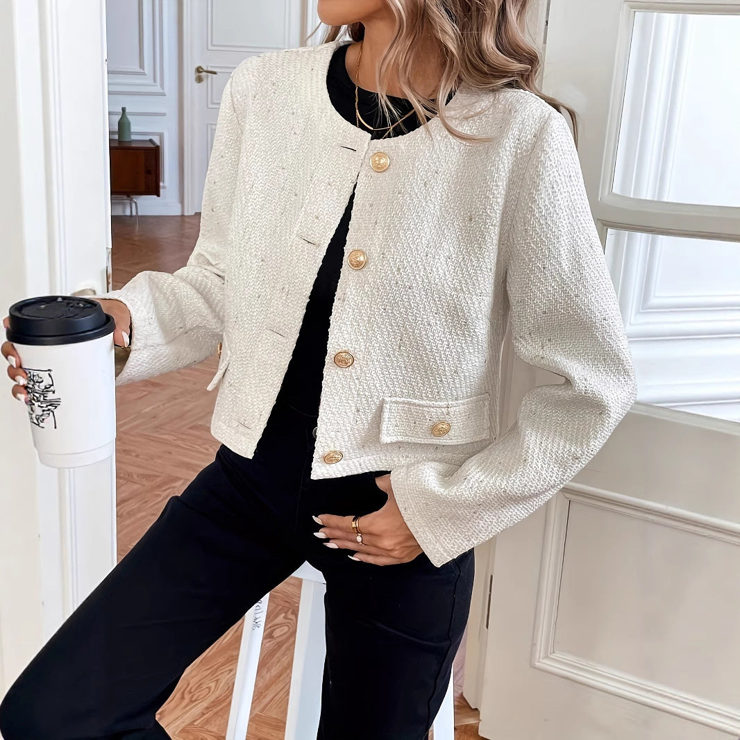 IvoryGrace Slim Wool Elegance Coat