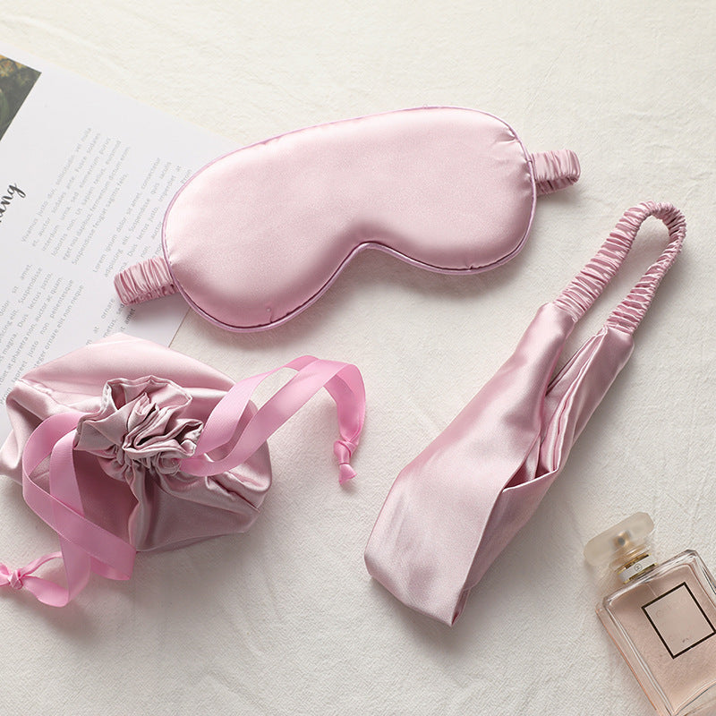 Three-piece Silk Eye Mask Headband Cloth Bag