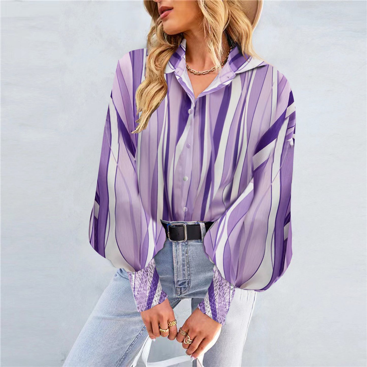 Lunaria Print Lantern Blouse
