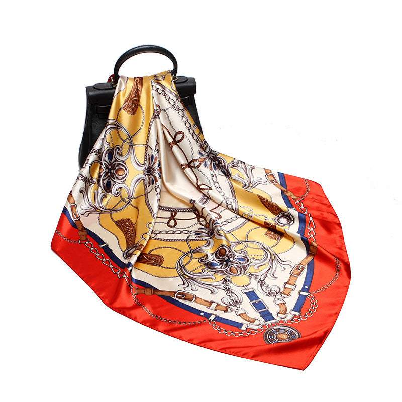Fashion Retro Women's Printed Silk Square Scarf