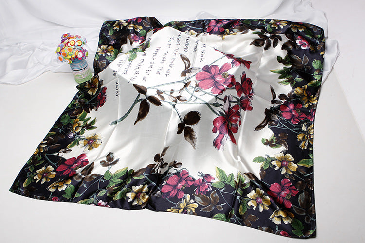 Women's Vintage Printed Silk Scarf
