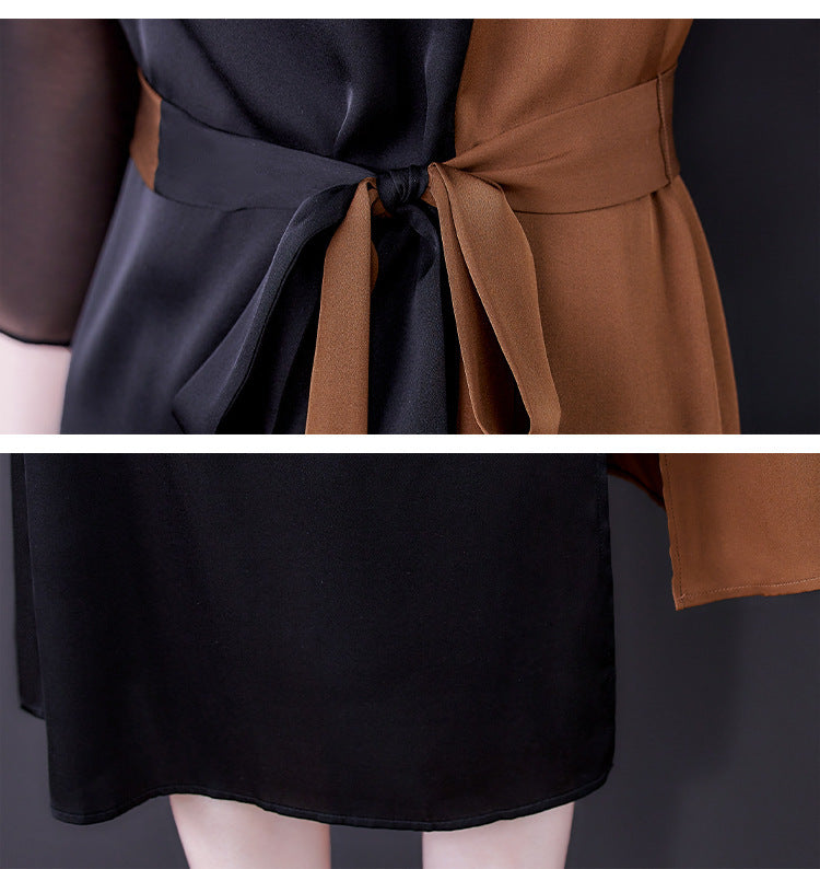 Silk Dress Color Matching Retro Temperament