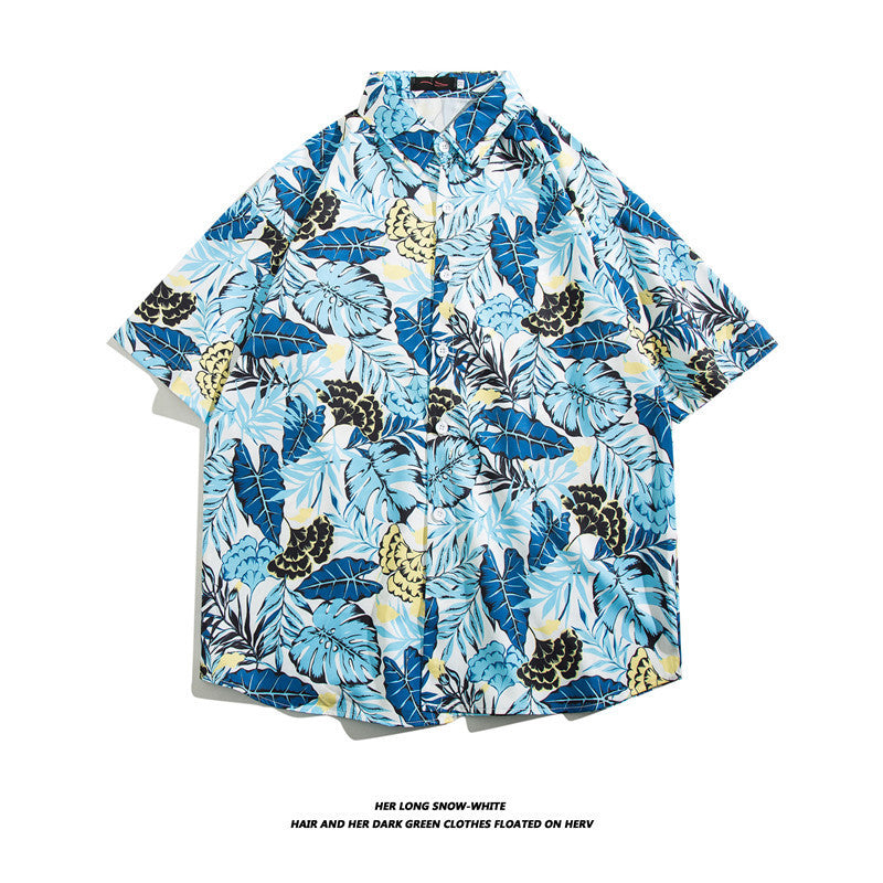Hawaiian Ice Silk Short Sleeve Shirt Men