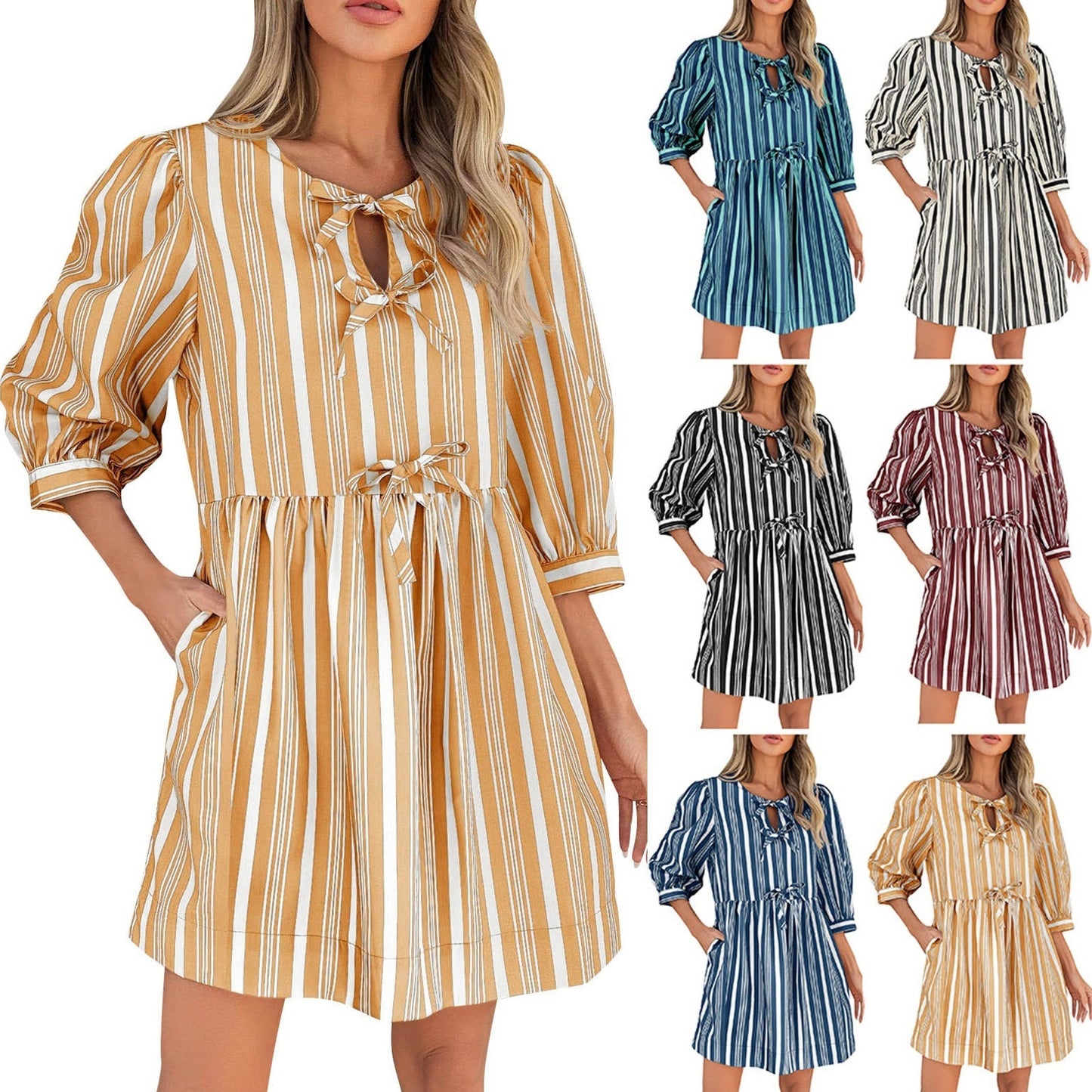 StripeWhim Bow-Tie Dress