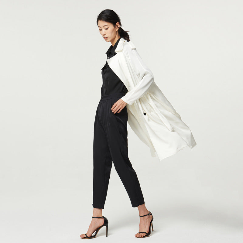 Women's Mid-length Double Silk Trench Coat