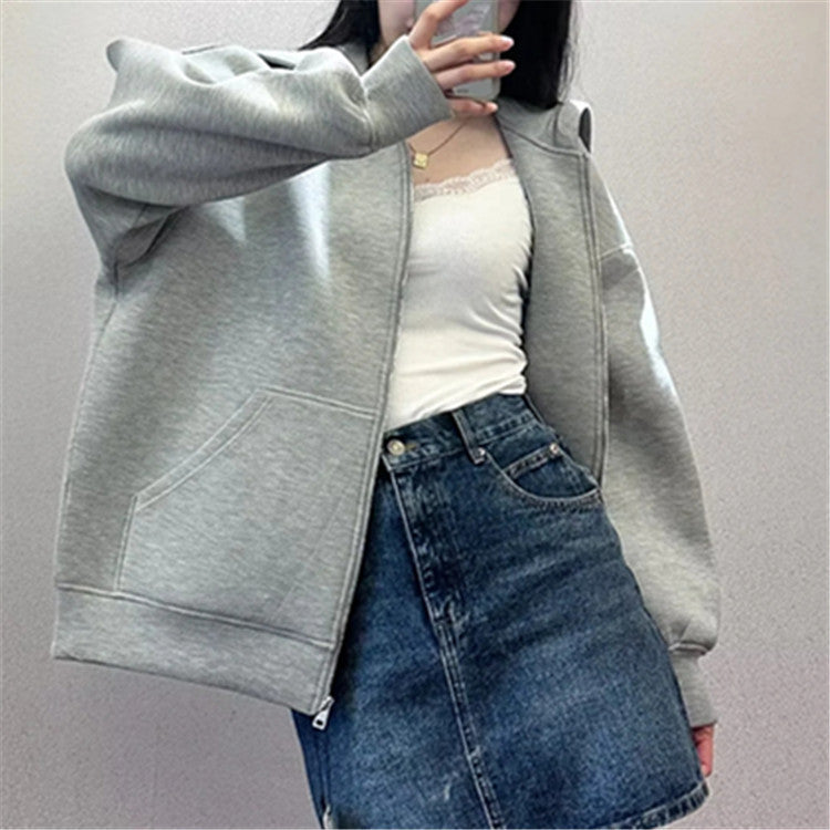 GrayEase Zipper Cotton Sweater