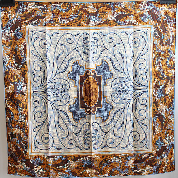 Sunscreen Twill Silk Chinese Square Scarf Hand-rolled