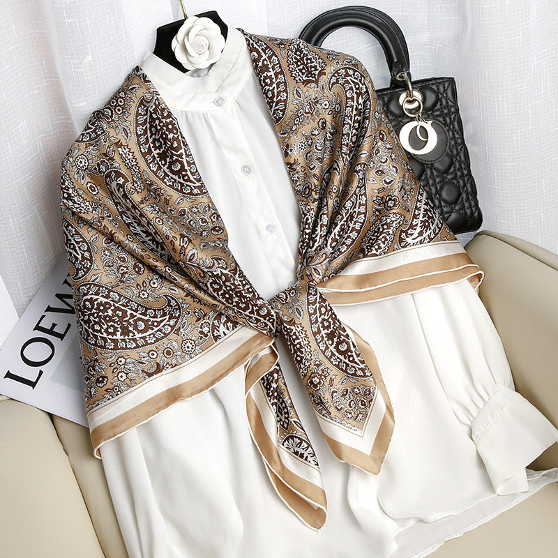 Temperament Silk Big Square Scarf Women's Fashion All-match