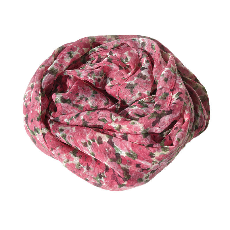 Classic Floral Silk Scarf Imitated Silk Scarves Fashion Casual Shawl Outdoor
