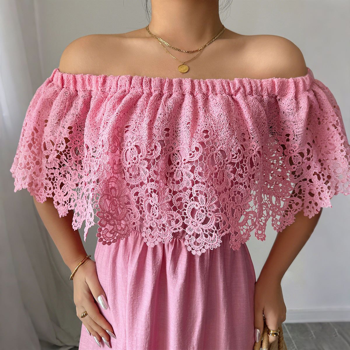 Elegancia Off-Shoulder A-Line Dress