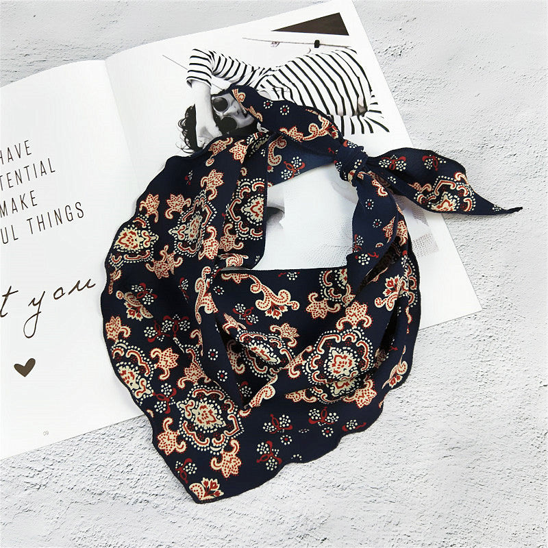 Decorative Printed Triangle Small Silk Scarf