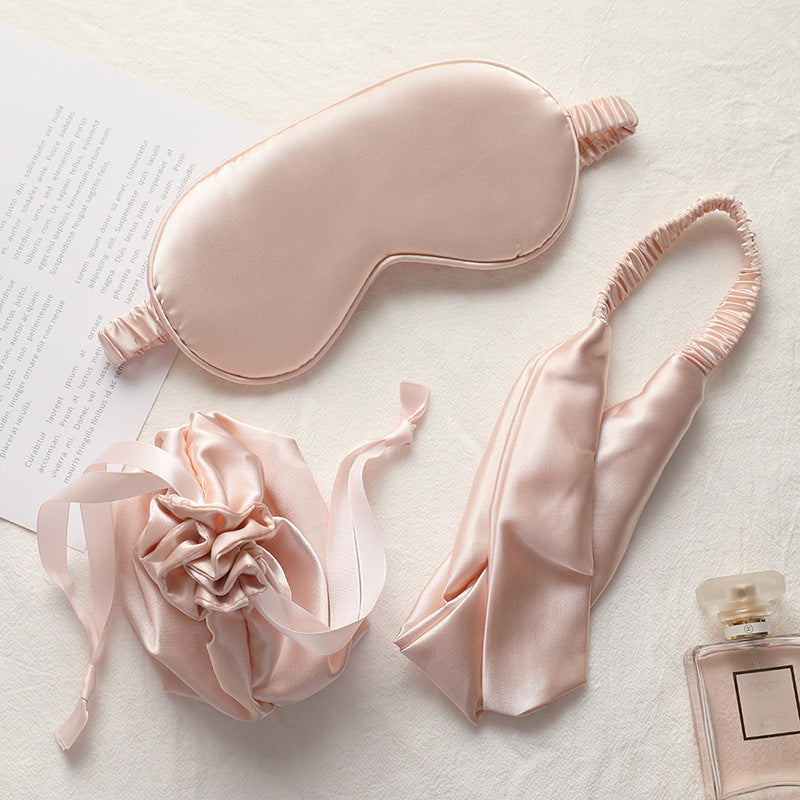 Three-piece Silk Eye Mask Headband Cloth Bag