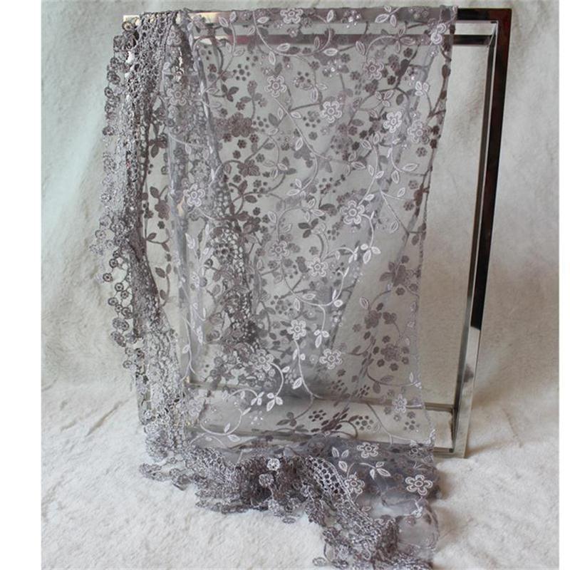 Fashion Hollow Lace Rose Burnt Triangle Silk Scarf