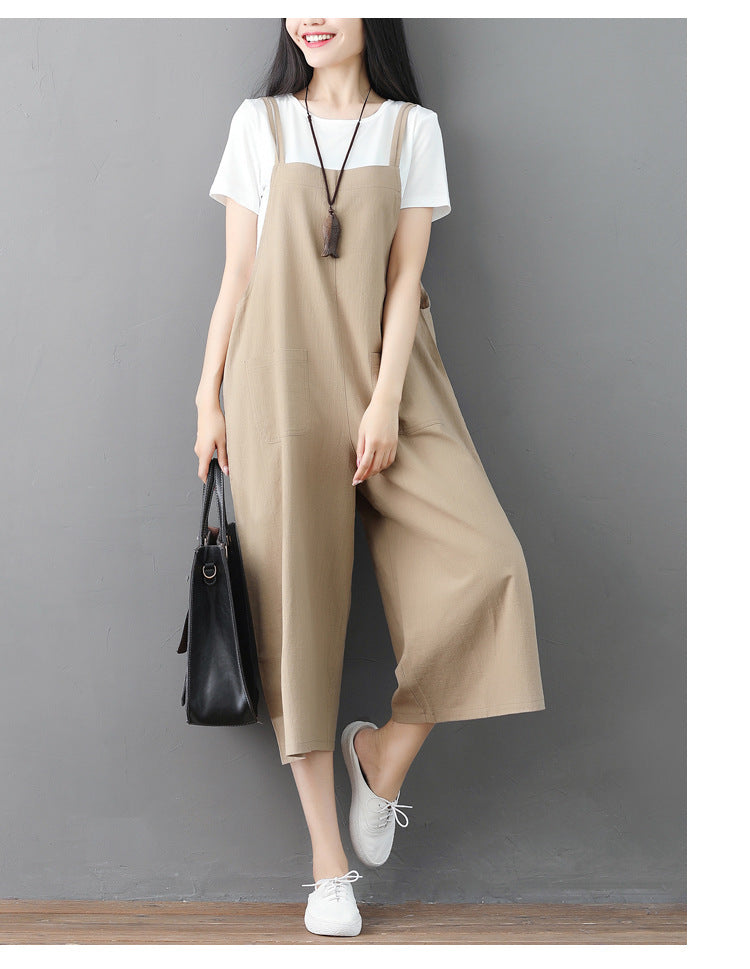 LunaBreeze™ Linen Suspender Jumpsuit