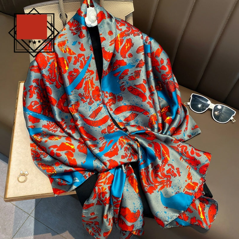 Summer Silk Women's Thin Section Fashion Lengthened Scarf Shawl