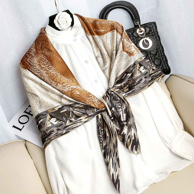 Temperament Silk Big Square Scarf Women's Fashion All-match