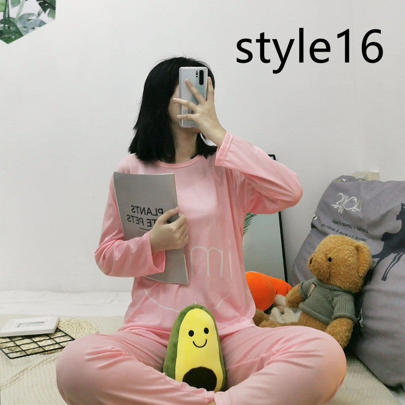 Milk Silk Cartoon Long-sleeved Trousers Ladies Home Service Suit