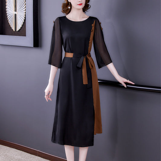 Silk Dress Color Matching Retro Temperament