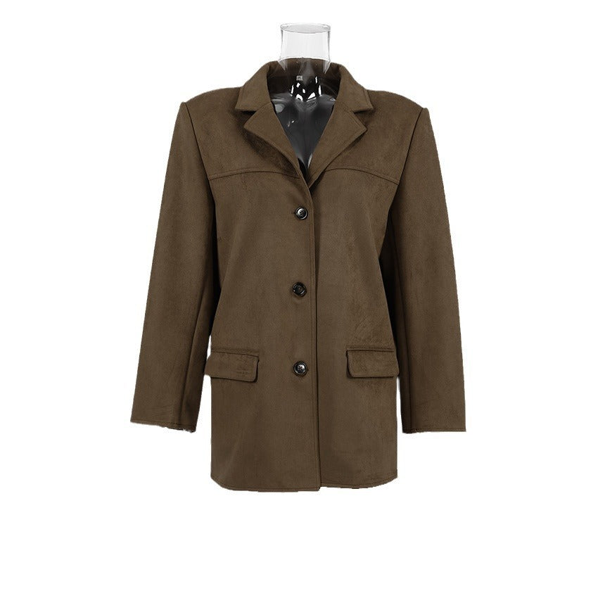 VintageVerve Turn-Down Collar Coat