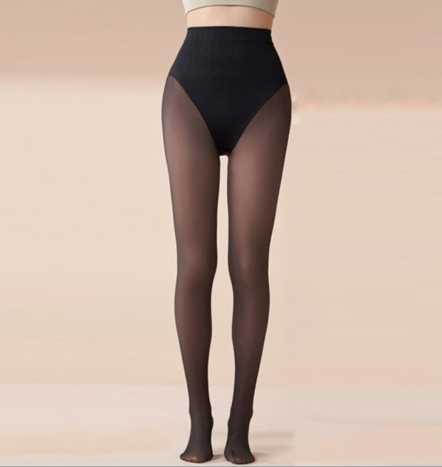 Black Silk Skin Penetrating Integrated Pants With Plush Insulation Pants
