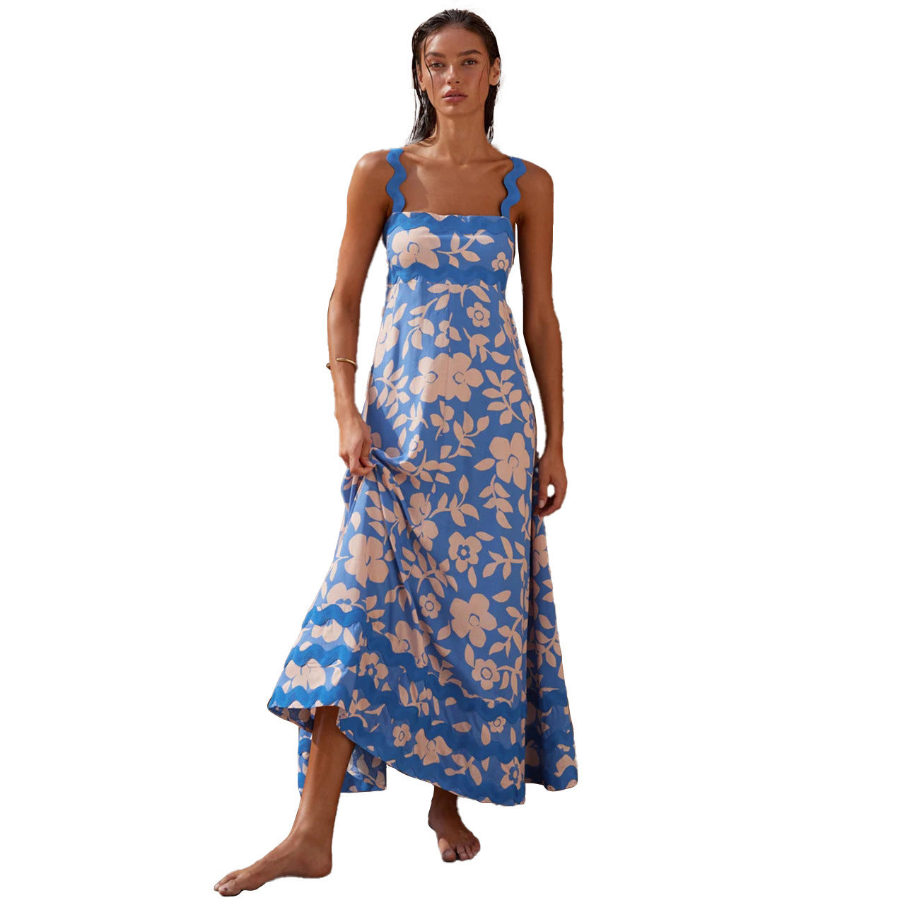 PetalRipple Slip Dress