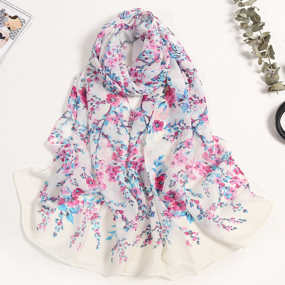 Summer Sunscreen Simulation Silk Beach Towel All-match Scarf