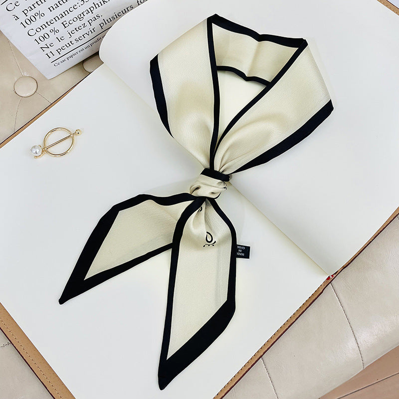 Double-sided Small Streamer Women Long Silk Scarf