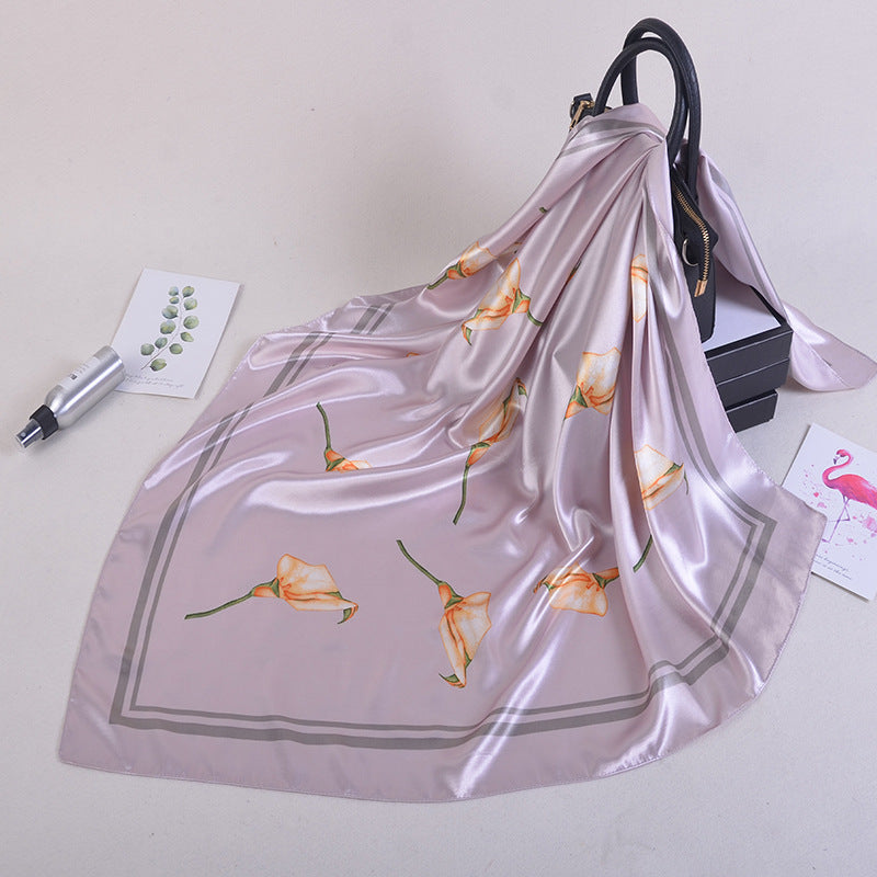Fashion Plant Flower Simulation Silk Scarf Muslim Headscarf