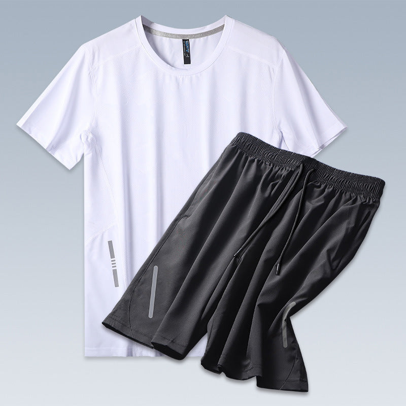 Sports Men's Summer Thin Ice Silk Casual Suit