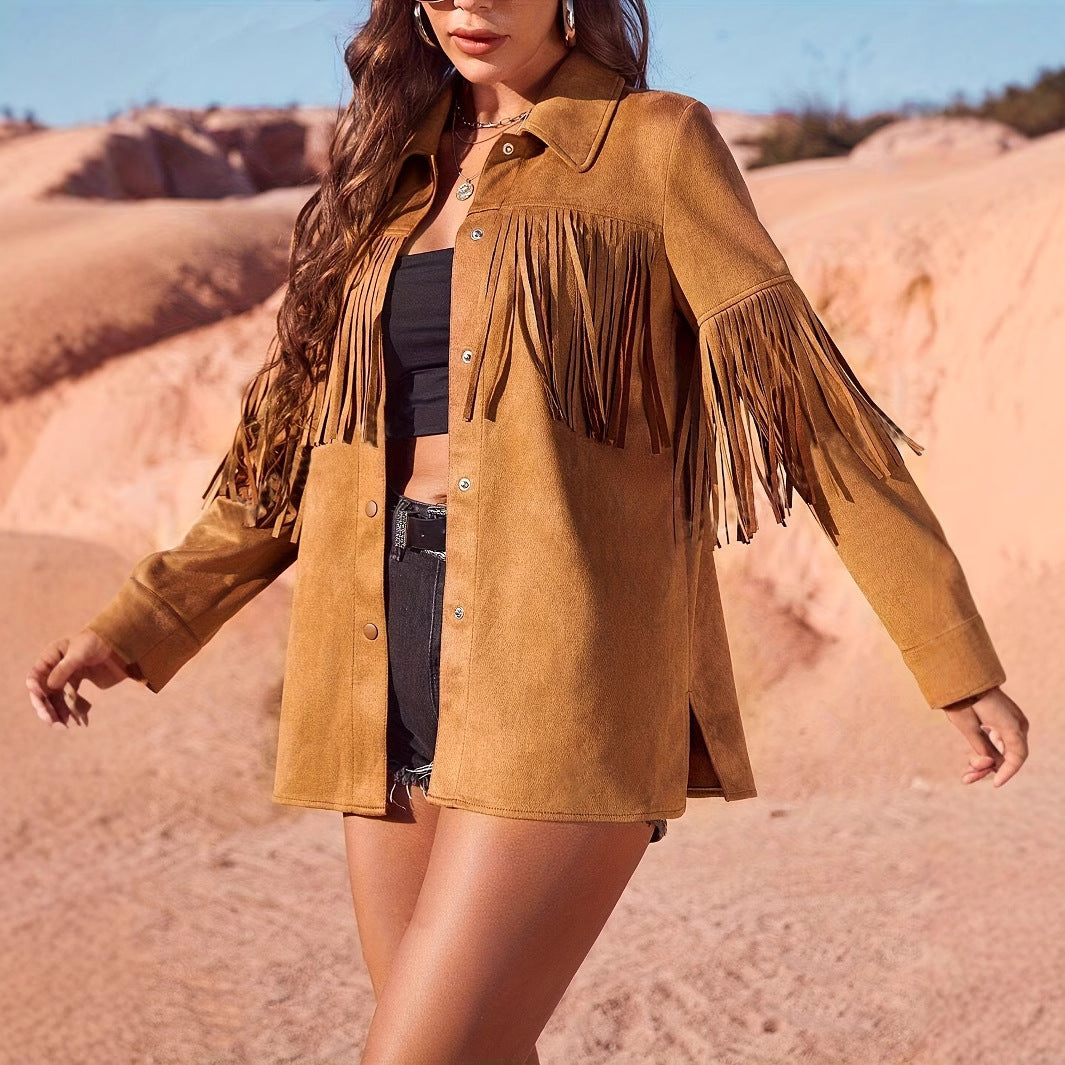PrairieMuse Suede Fringe Jacket