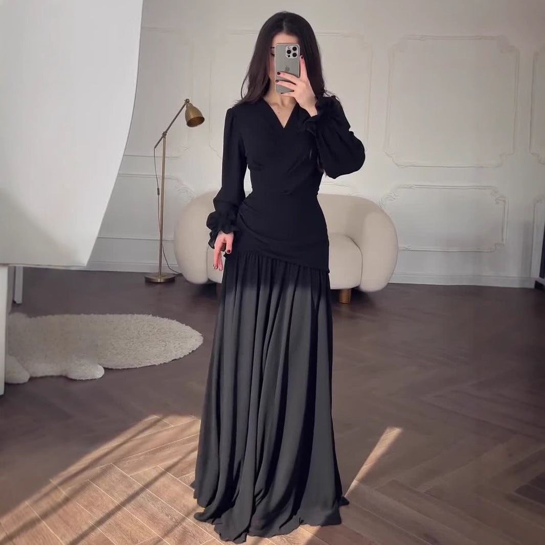 Veloura Noire Chiffon Gown