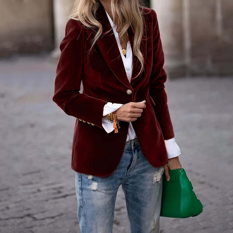 Veloura Gold Velvet Blazer
