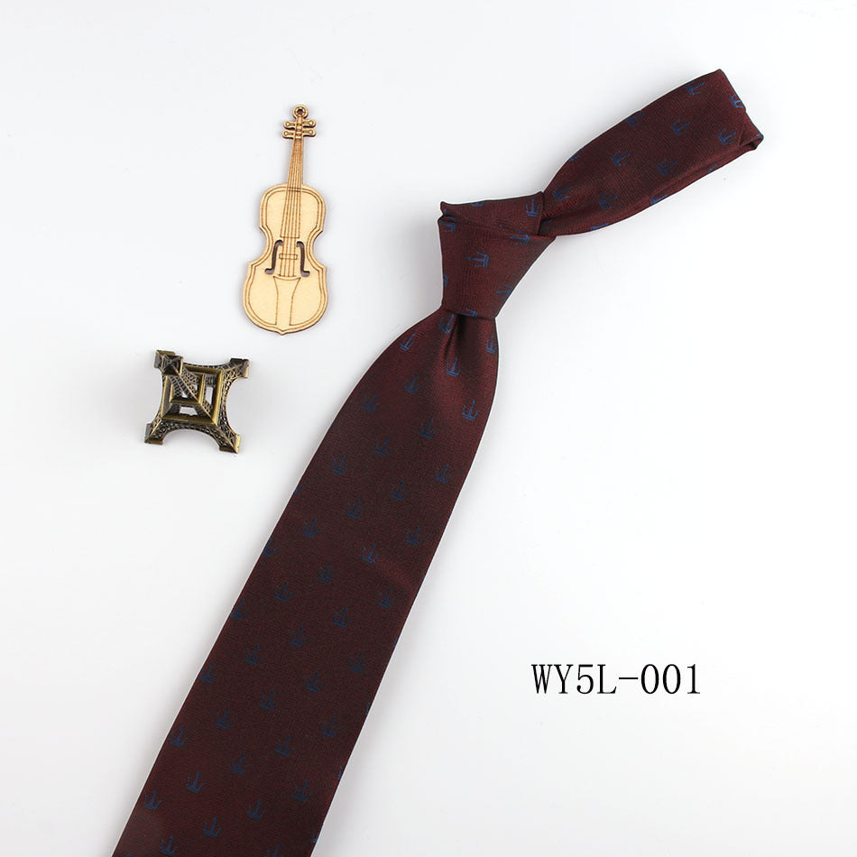 Business Clothing Tie Factory Wholesale Men's Trendy Striped Jacquard Polyester Silk Tie Work Workplace Amazon