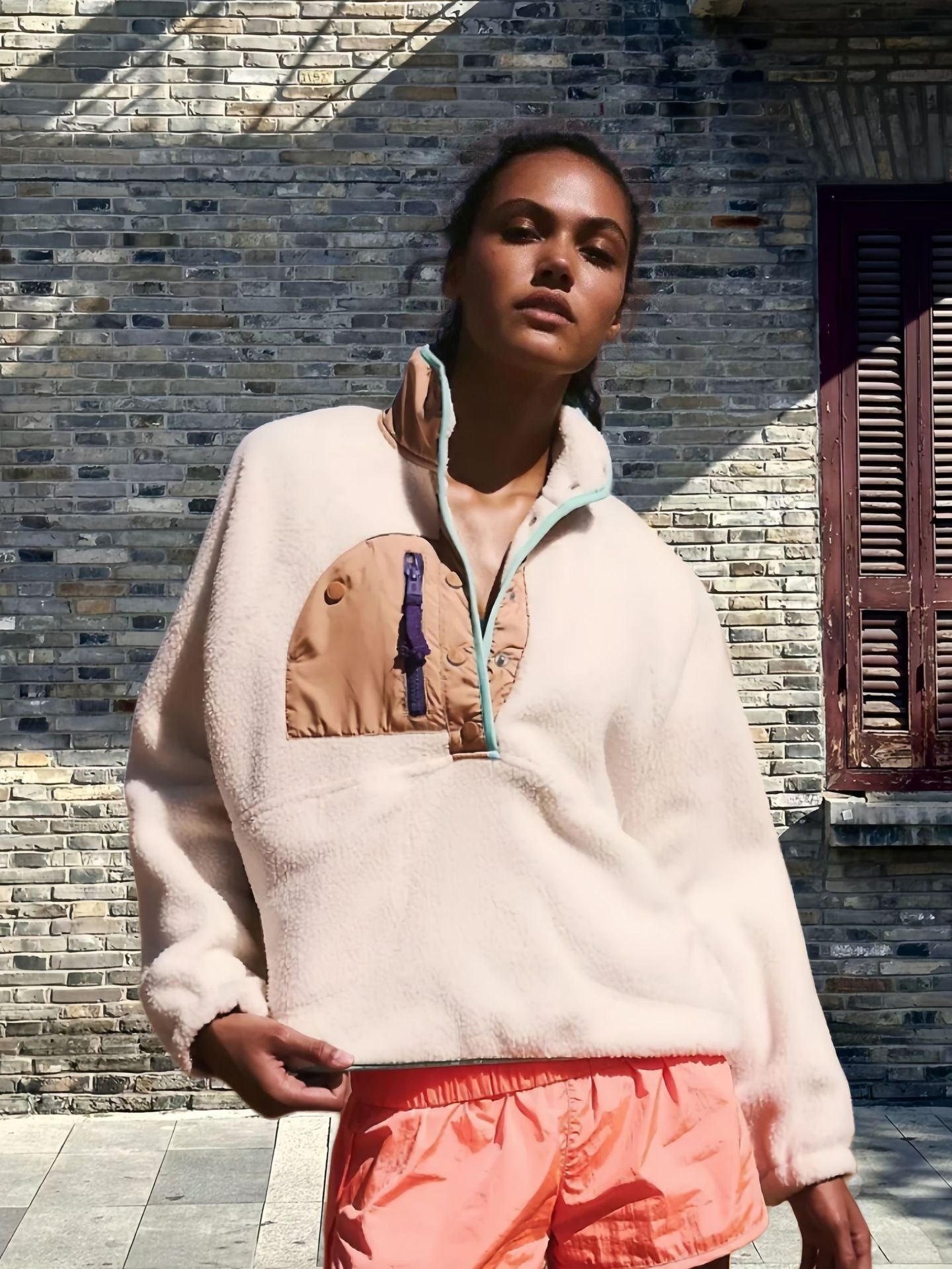 DualTone Fleece Lapel Sweater