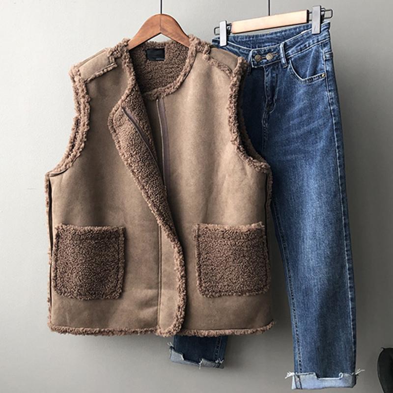 Autumn And Winter Lamb Wool Vest Women