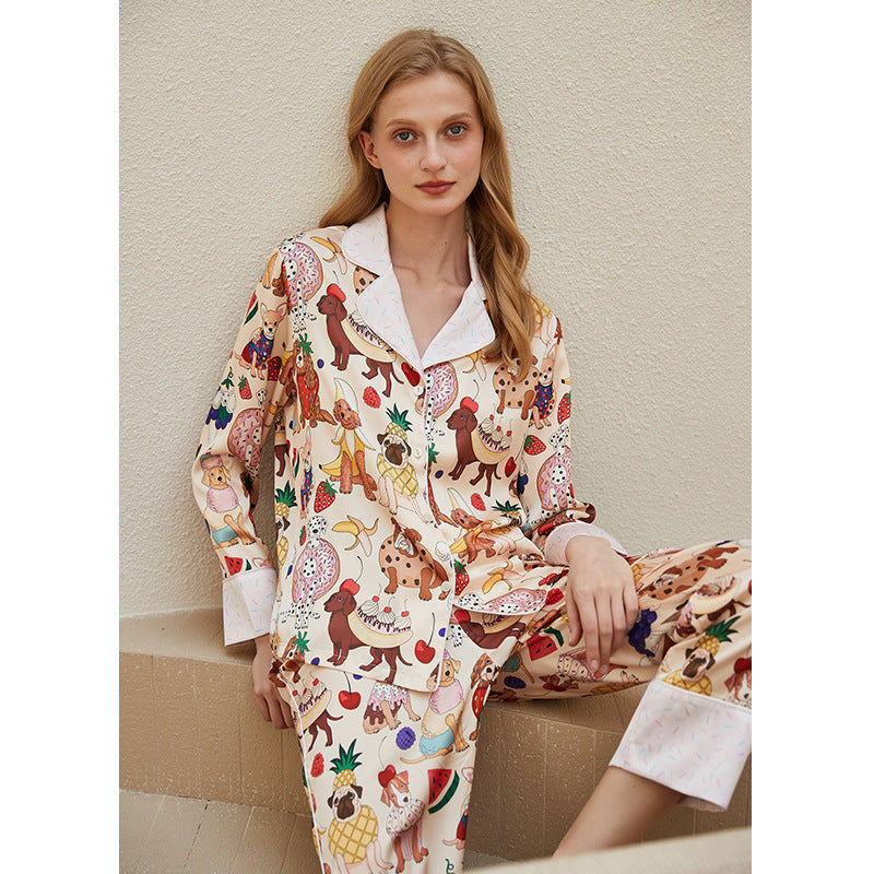 Simulation Silk Lapel Home Clothes Suit