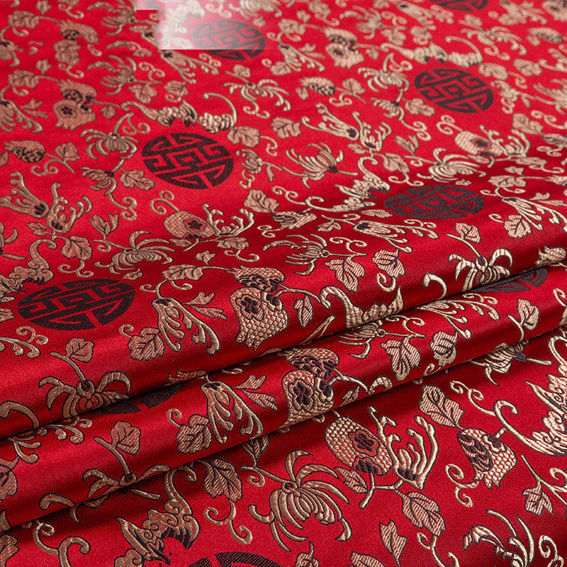 Silk Pomegranate Silk Fabric Mahogany