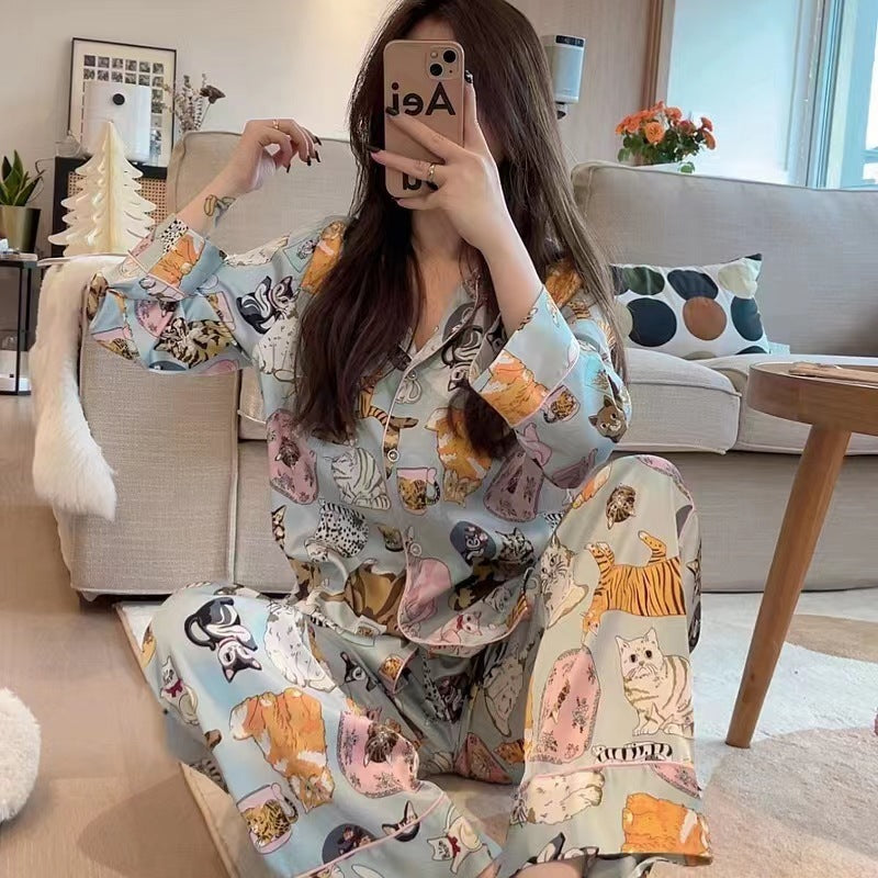Women's High-end Ice Silk Pajama Set