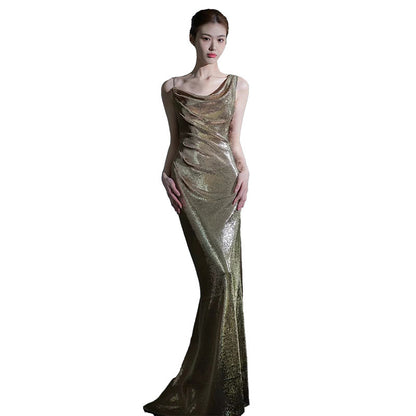 Siren Dusk – Sequin Backless Fishtail Gown