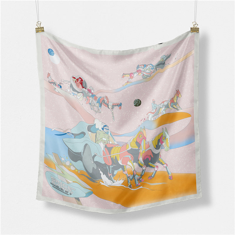 Fashion Simple Print Twill Versatile Temperament Silk Scarf