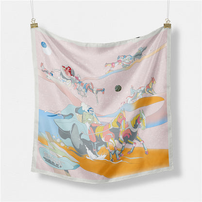 Fashion Simple Print Twill Versatile Temperament Silk Scarf