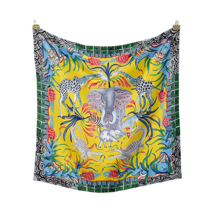 Women's Fashion Print Square Silk Scarf